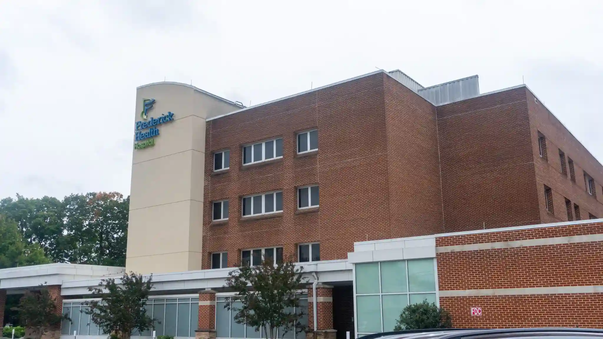 The exterior of the Frederick Health Hospital building